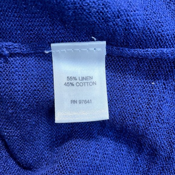 J Jill Sweater Womens Large Navy Blue Linen Cotton Scoop Neck Pocket Lightweight - Picture 9 of 10